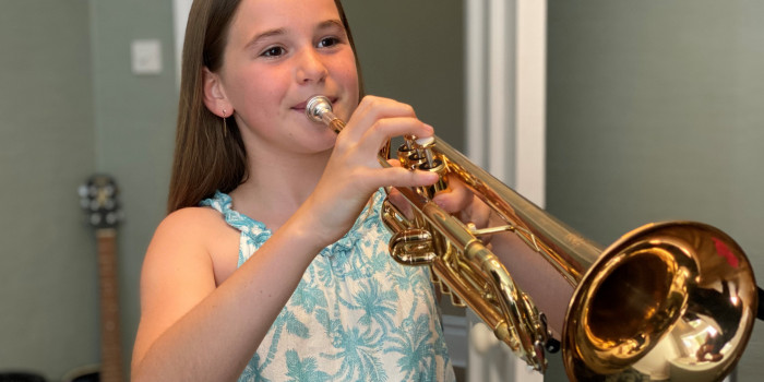 Izzy Playing Her Trumpet 2